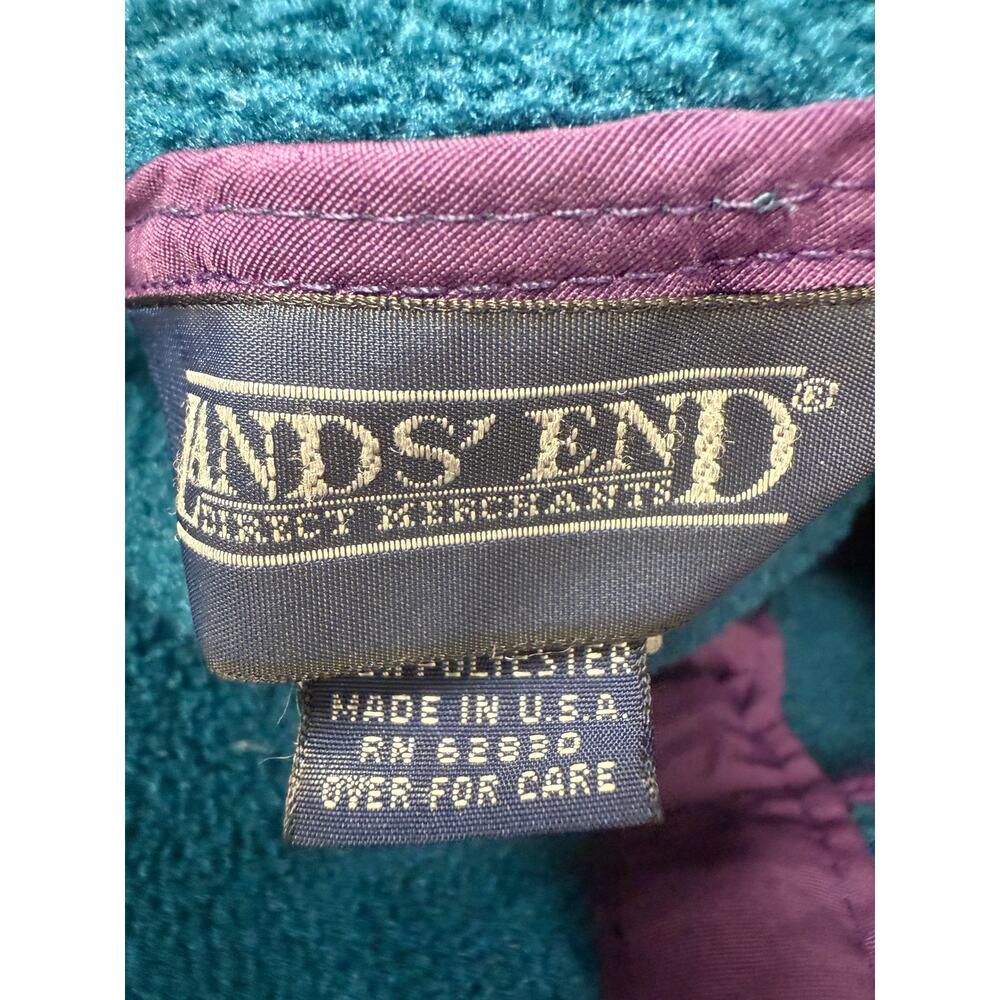 Vintage Lands End Fleece Pullover Sweatshirt Large USA Green T-Snap Outdoor - Picture 3 of 5